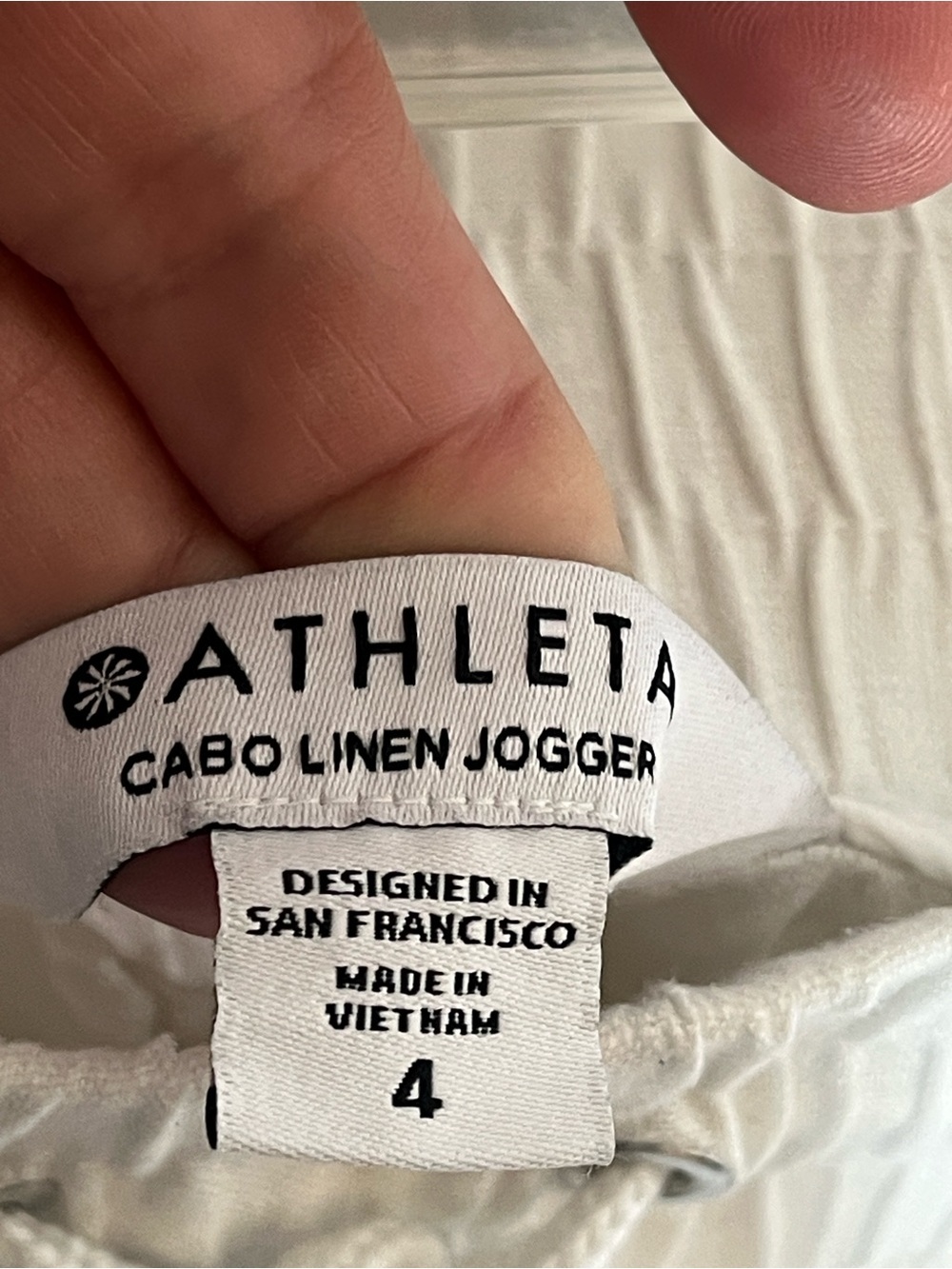 Athleta Cabo Linen Jogger 4 Calla Lily White | Lightweight Summer Pants - Picture 3 of 7